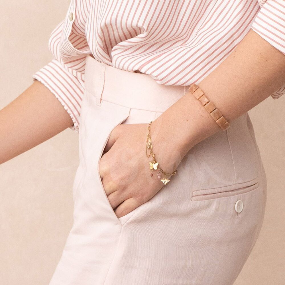 Alicia-Armband – Natursteine, Kristalle, Biene und Schmetterling