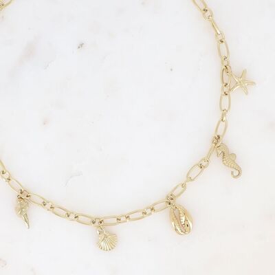 Collier - multi breloques de la mer (hippocampe, coquillages)