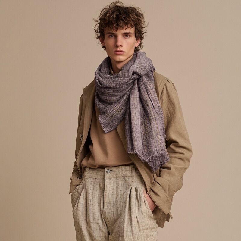 H303176 Sciarpa da uomo con motivo check