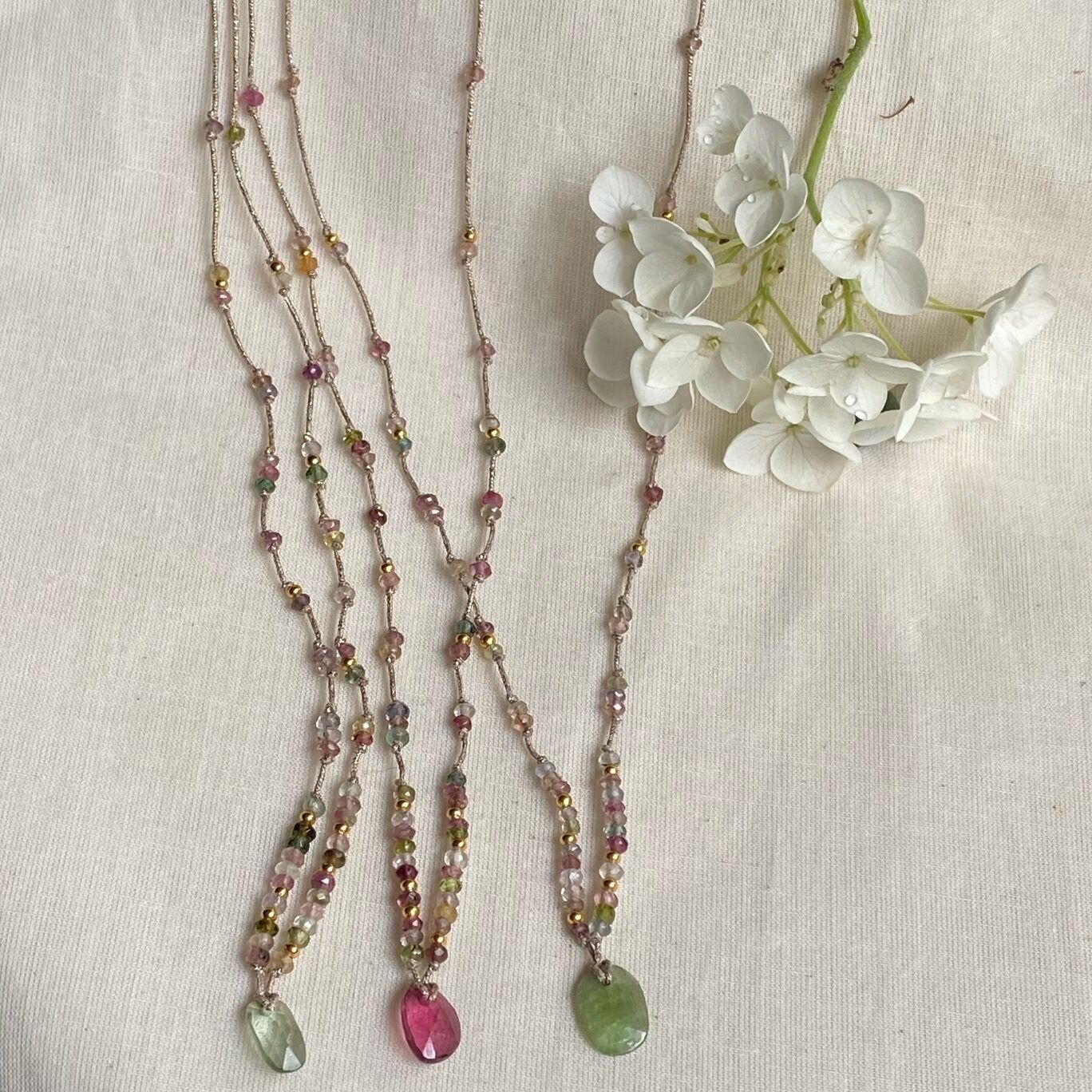 Collar de hilo de lúrex y turmalina - Meurice (CLU66)