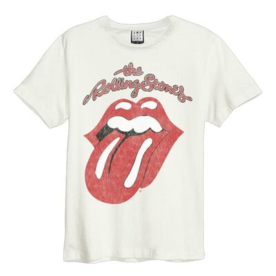 Camiseta de los Rolling Stones - Vintage Tongue White Amplified