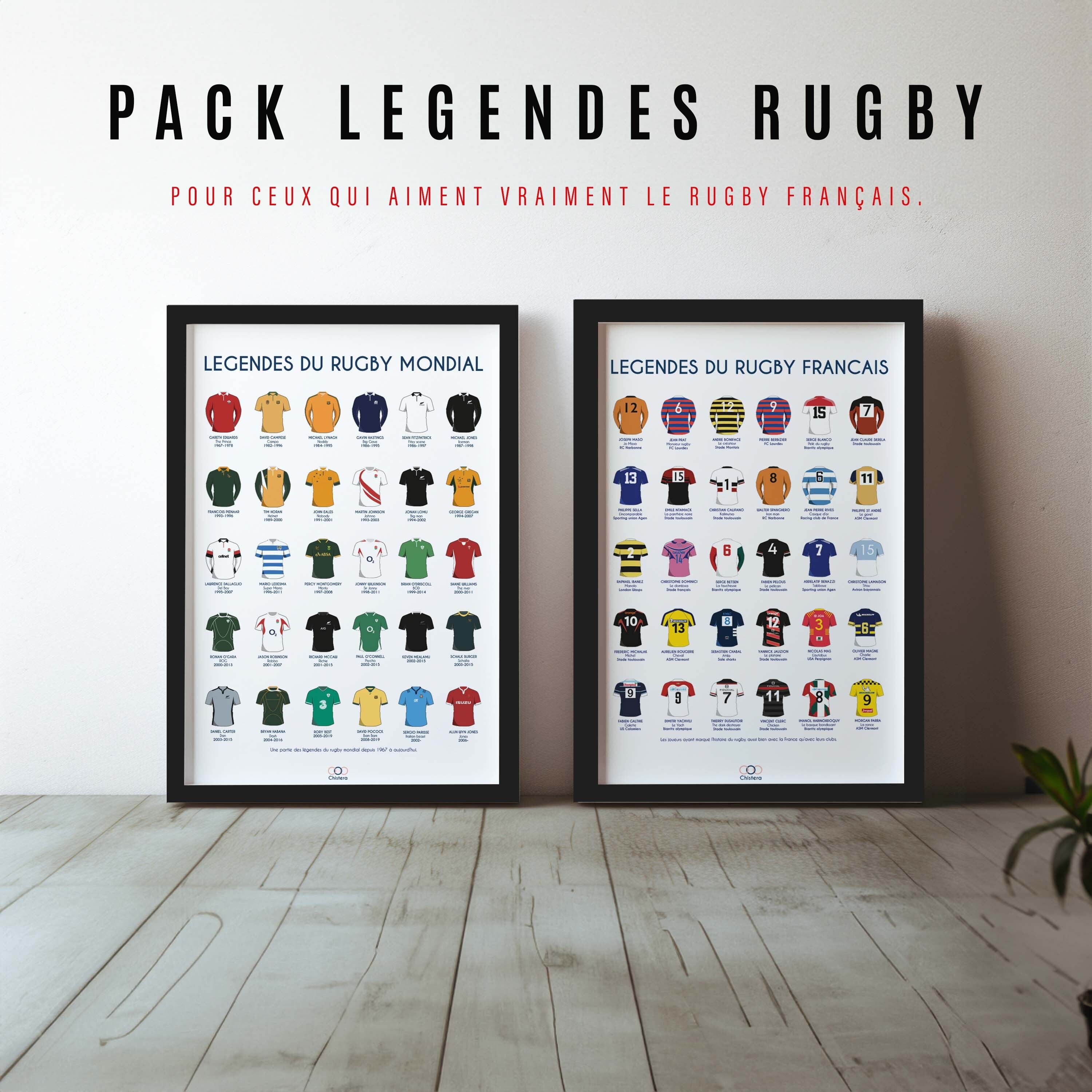 Poster des 2-Legenden-Rugby-Legenden-Pakets I Frankreich-Legenden-Poster I Rugby-Legenden-Poster
