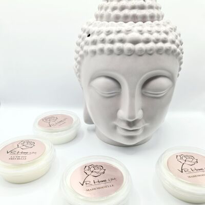 Traditional XL Buddha Head Oil Burner + 4 Complimentary Wax Melts - Light Grey AVAILABLE IN 22 SCENTS