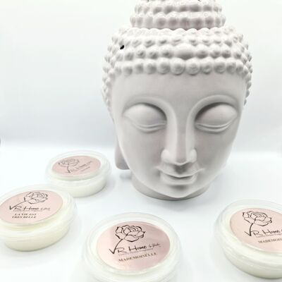 Traditional XL Buddha Head Oil Burner + 4 Complimentary Wax Melts - Light Grey AVAILABLE IN 22 SCENTS