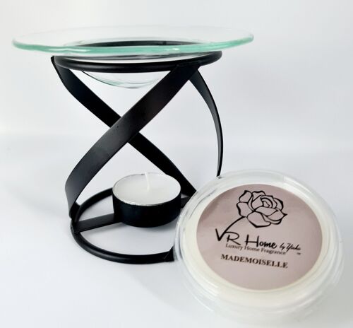 Black and Glass Thick Spiral Luxury Wax Melter + Complimentary Wax Melt AVAILABLE IN 22 SCENTS