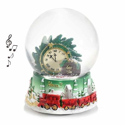 Bolas de nieve con caja de música "Xmas Time" sobre base de resina