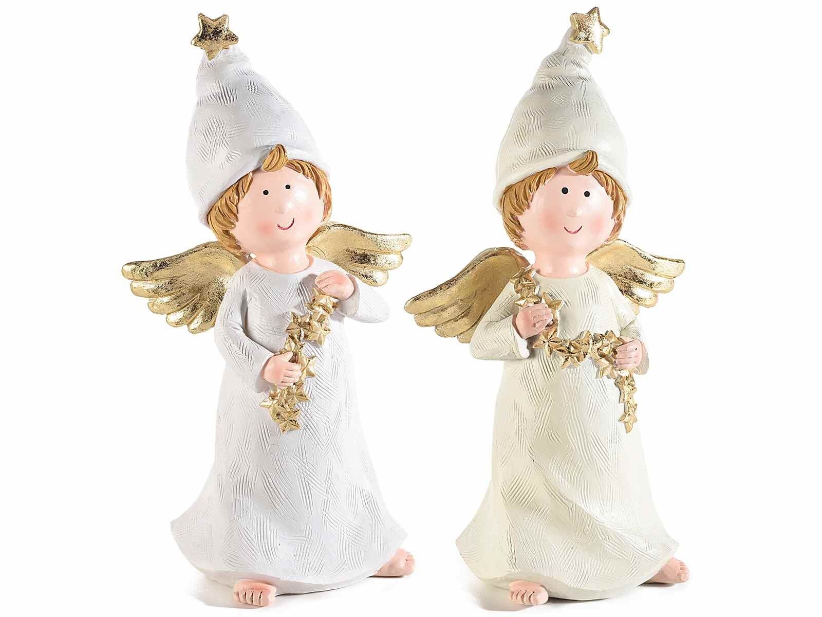 Angioletti in resina con decorazioni dorate da appoggiare