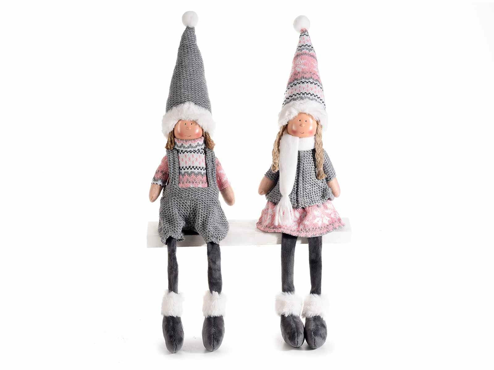 Bimbi decorativi in stoffa con gambe lunghe e dettagli in maglia