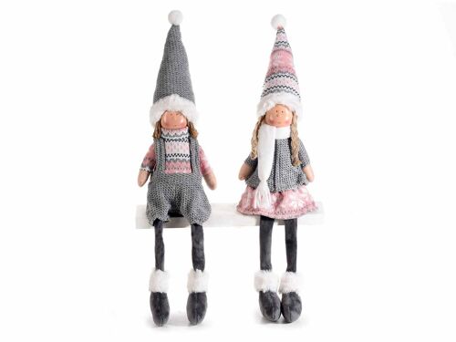 Bimbi decorativi in stoffa con gambe lunghe e dettagli in maglia