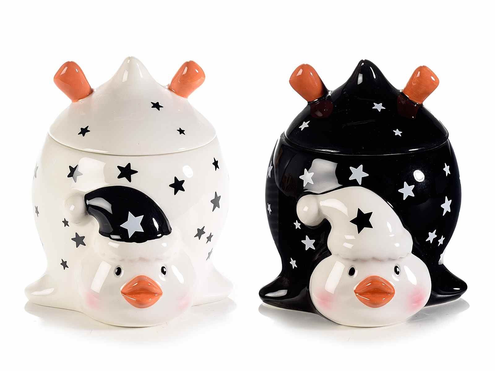 Penguin Christmas jars designed by Bebbo Gang signed by 14zero3 in colored ceramic