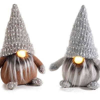 Nain de Noël en tissu avec nez lumineux LED à placer