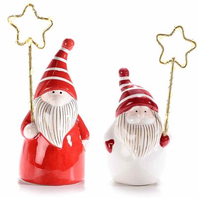Decorative ceramic Santa Claus with luminous star