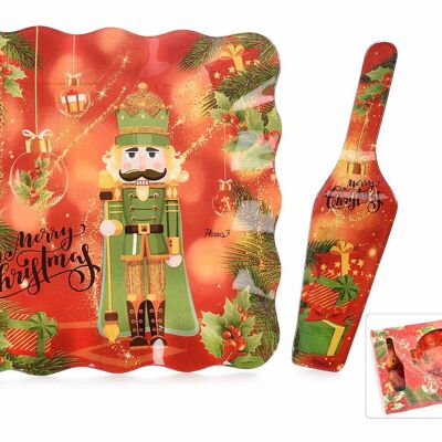 Set piatti e palette per torte in vetro con stampa Schiaccianoci in confezione regalo 14zero3