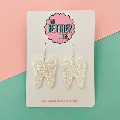 Glitzy Large Tooth Glitter Earrings