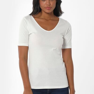 Organic cotton ribbed V-neck t-shirt