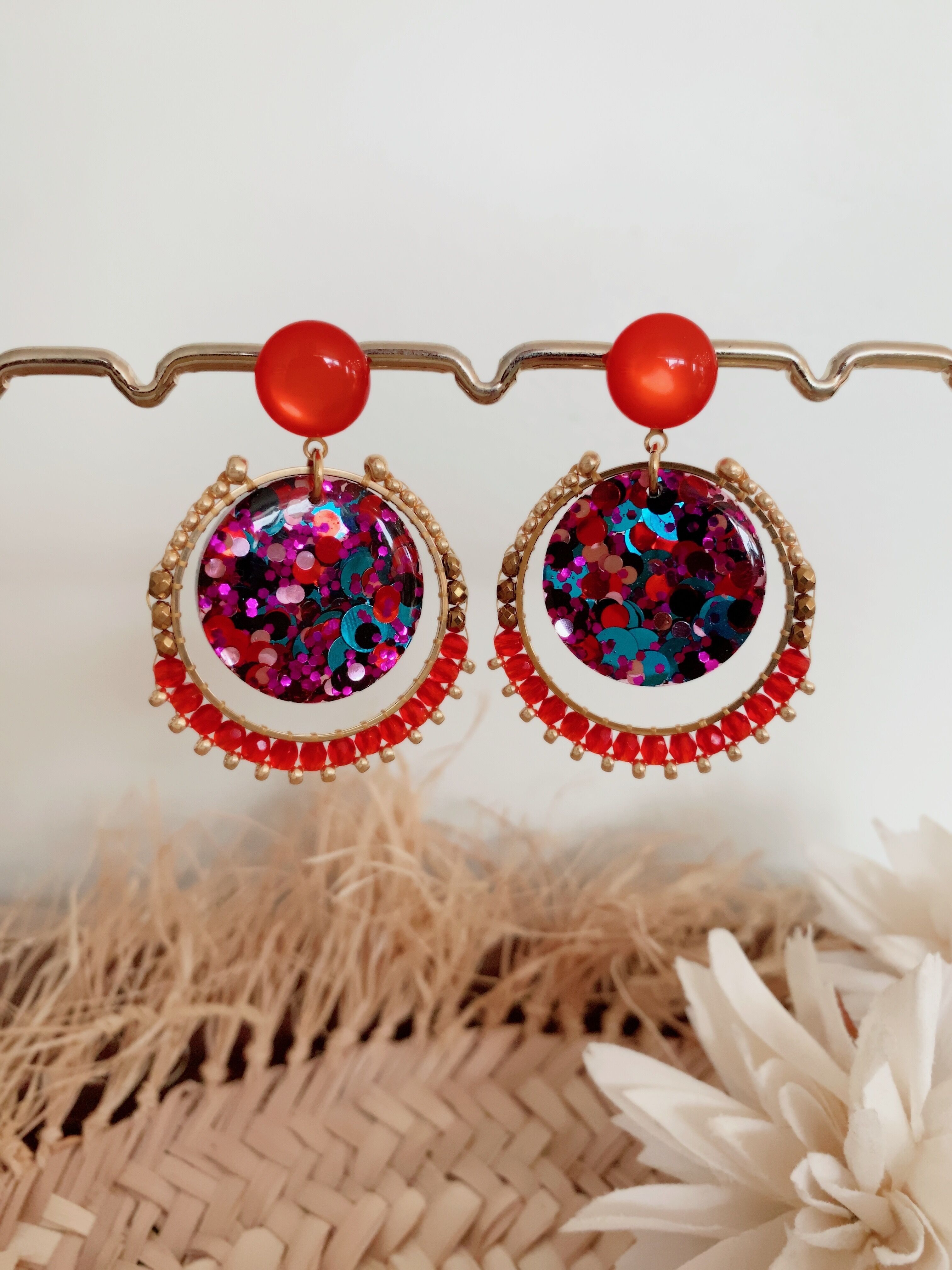 “Little Pretty” Earrings – Red Harlequin