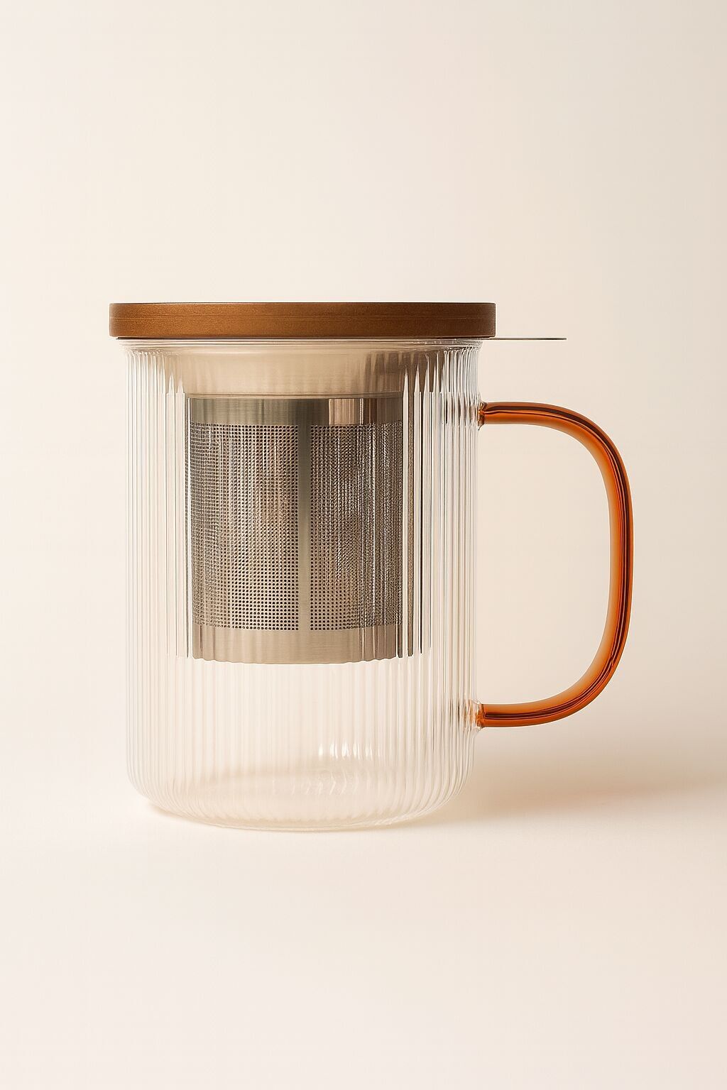 KARL 475ml Teekanne aus bernsteinfarbenem Borosilikatglas mit Henkel