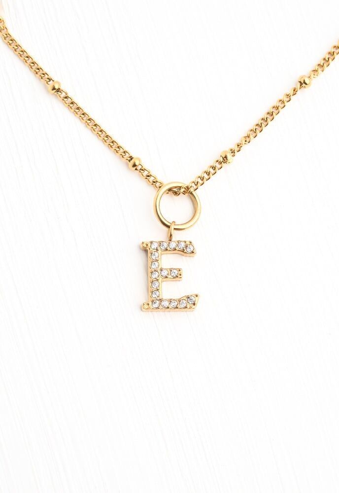 Collana iniziale E con catena in oro