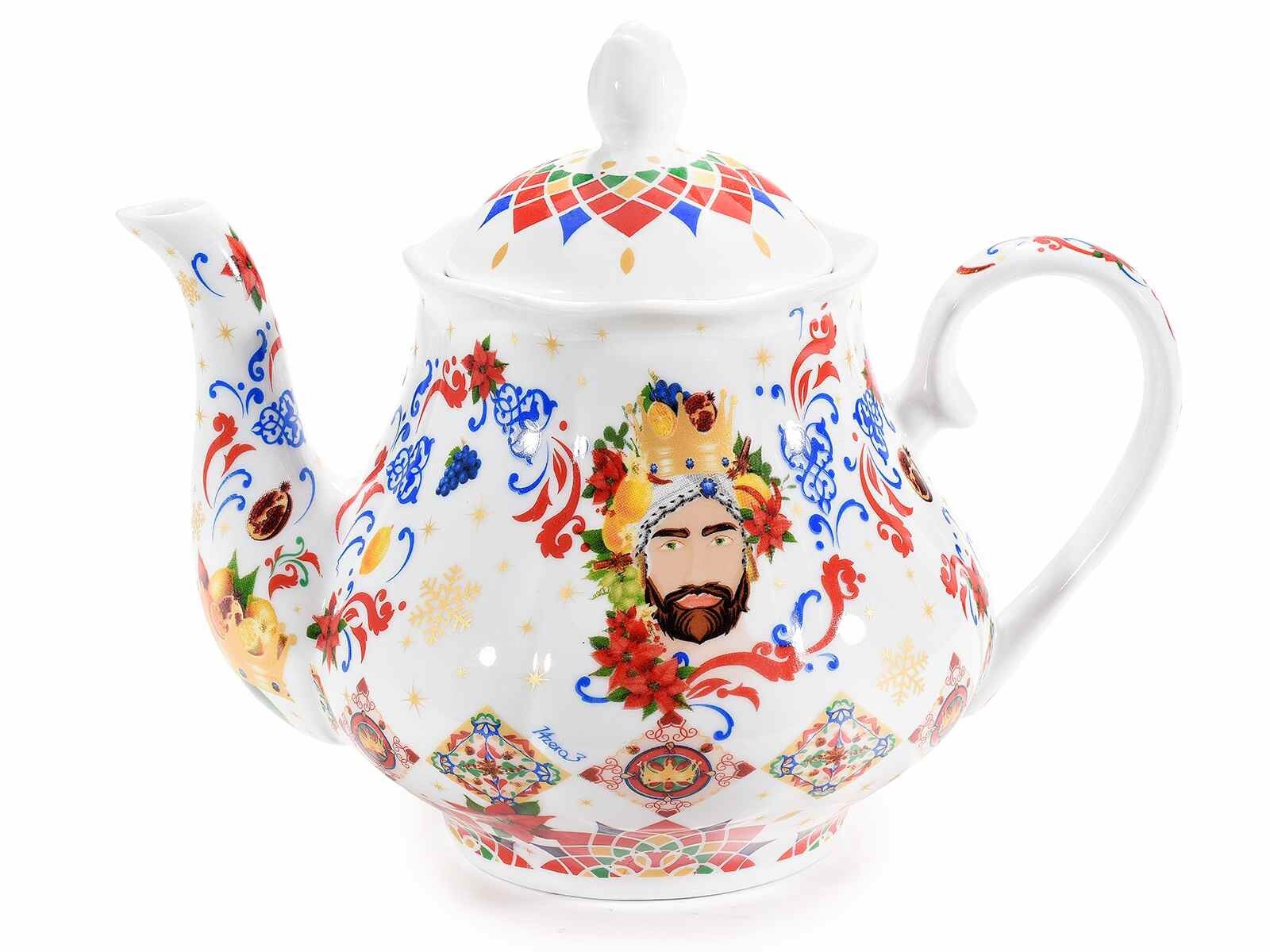 Teiere in porcellana con decori design testa di moro "Gusto mediterraneo" 14zero3