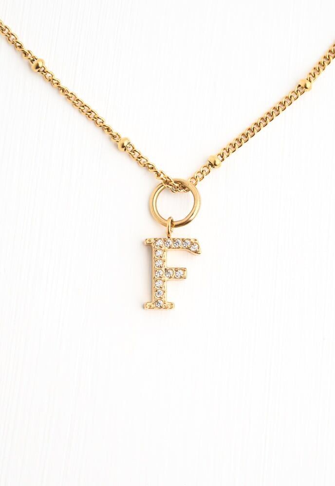 Collana iniziale F con catena in oro