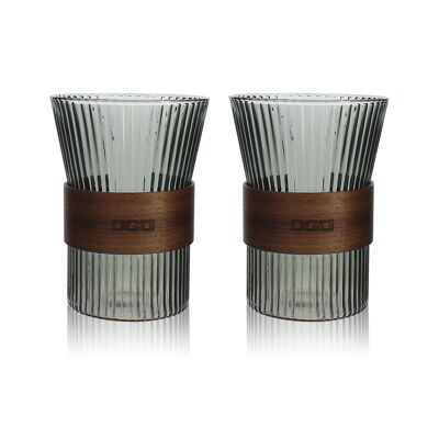 Juego de 2 vasos Karl de 250ml en vidrio borosilicato grafito