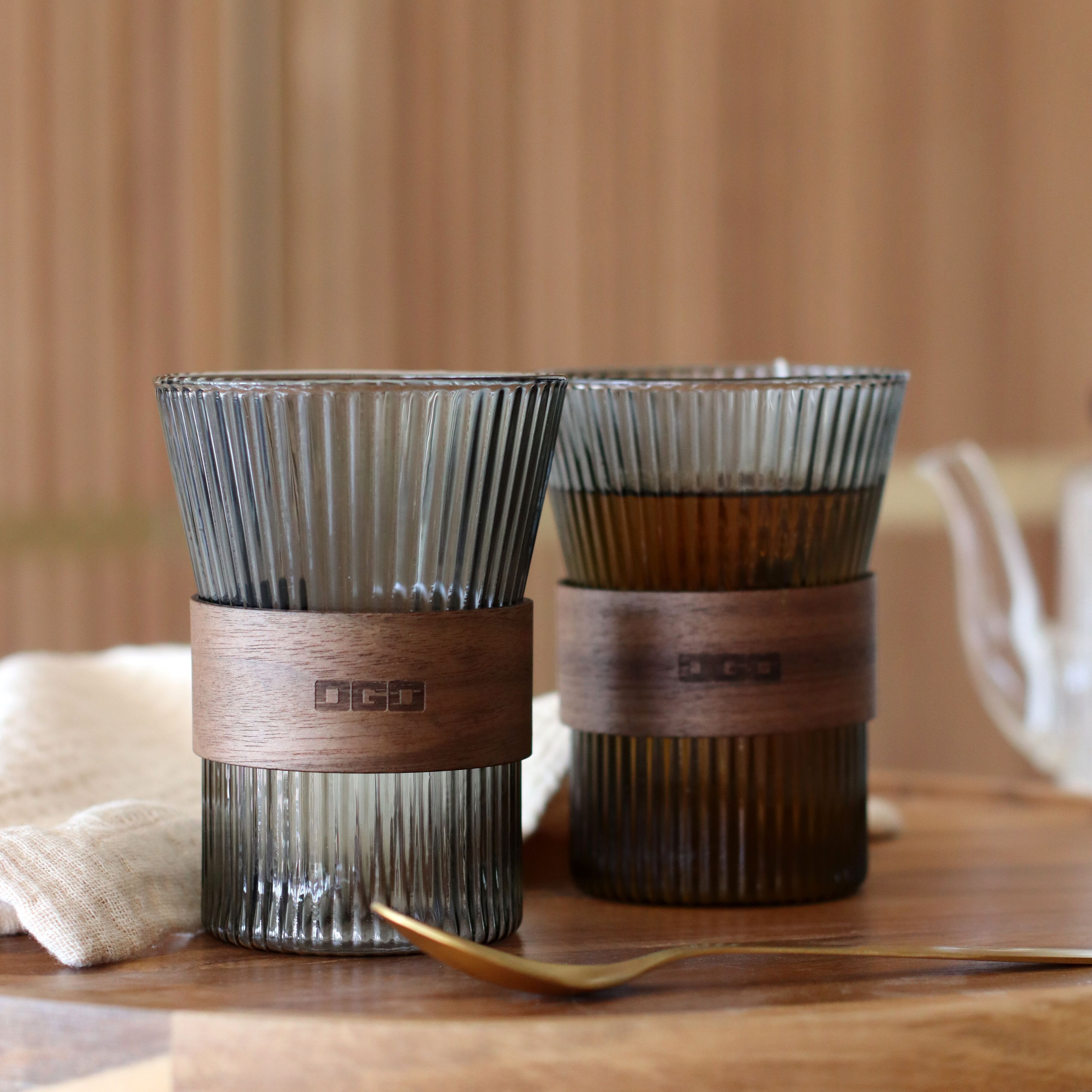 Set of 2 KARL graphite borosilicate glass 250ml cups