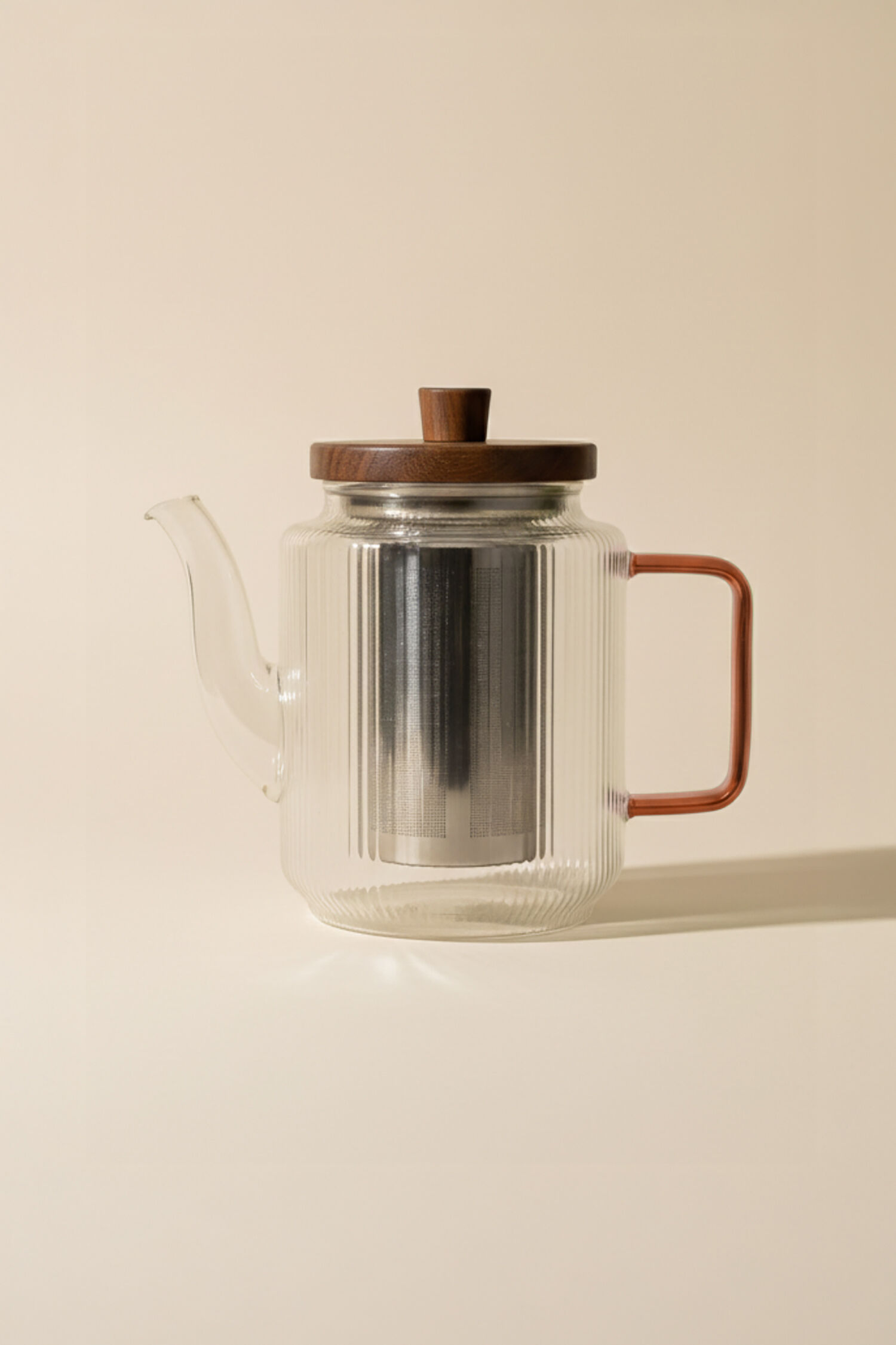 KARL 550ml borosilicate glass teapot with amber handle