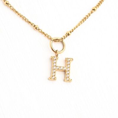 Collier Initiale H avec Chaîne en Or