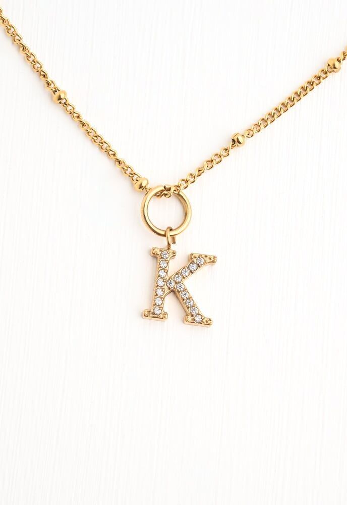 Collana iniziale K con catena in oro