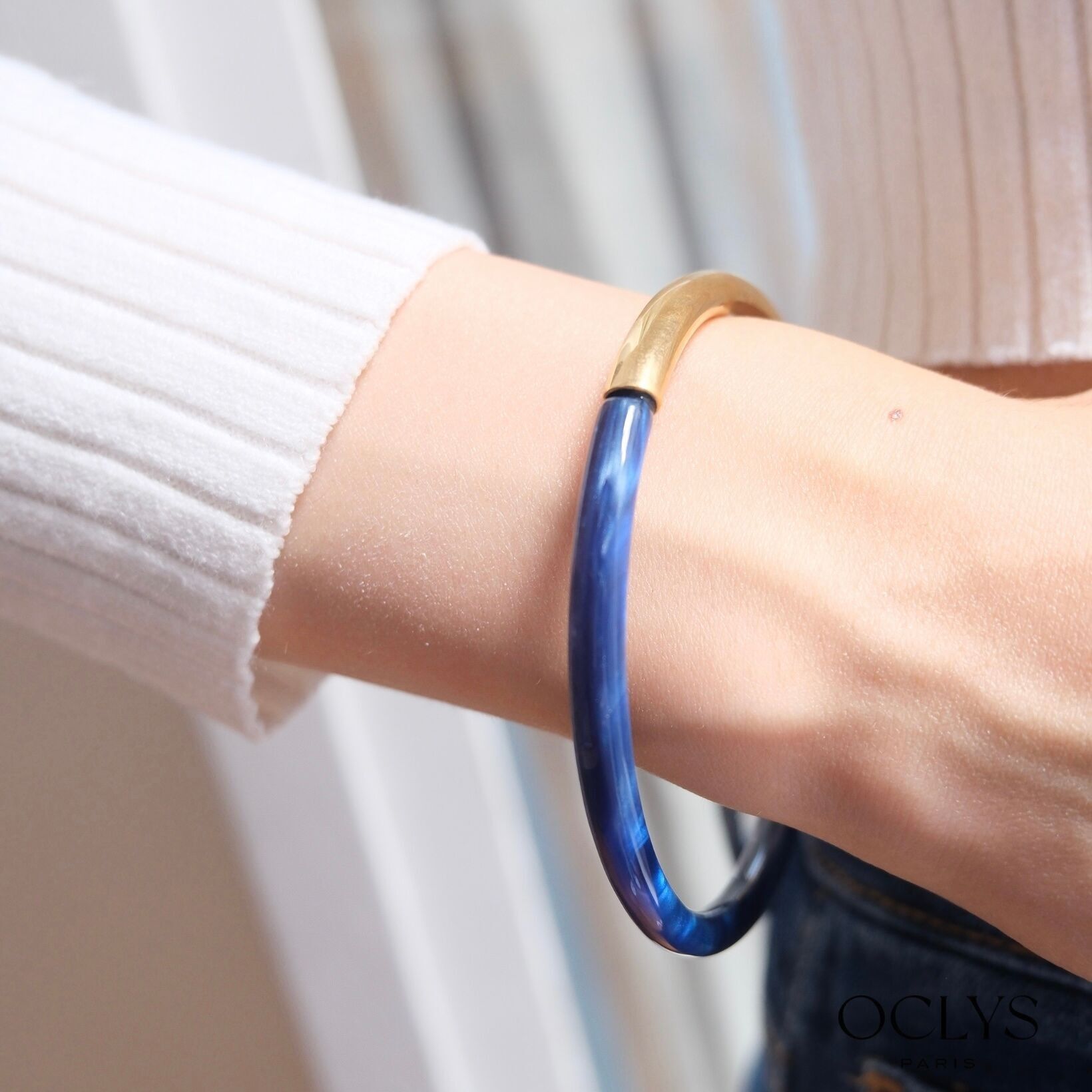 Bracciale Giona in acciaio inossidabile mezzo colorato dorato