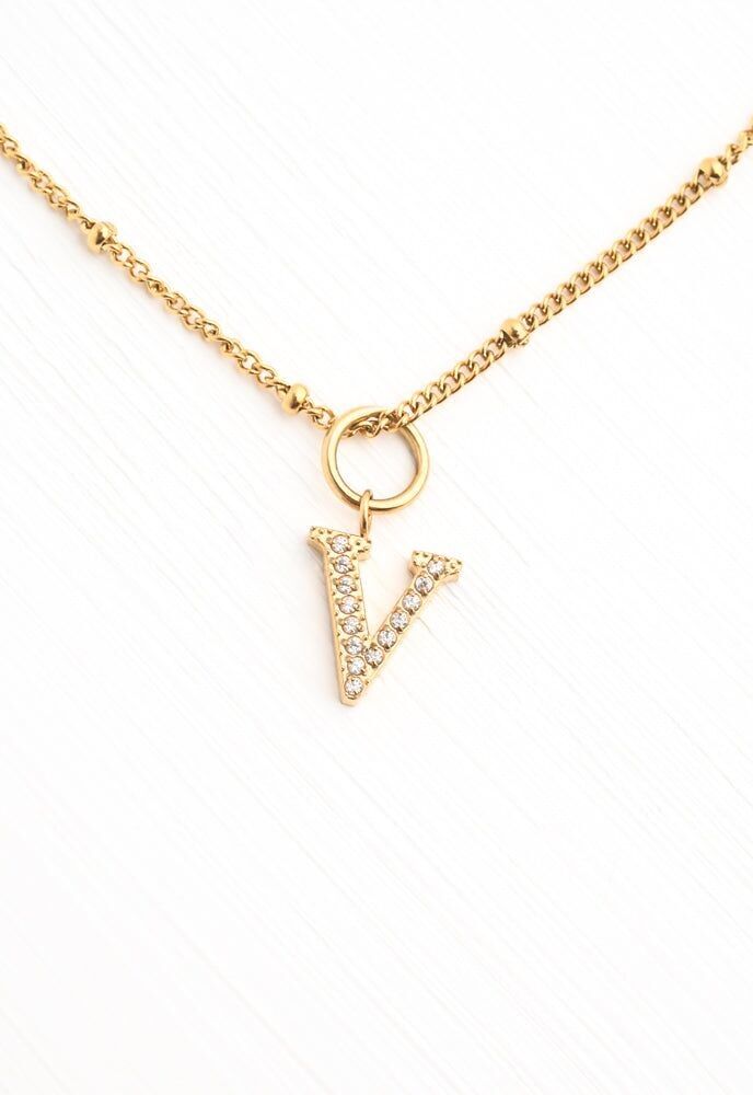 Collana iniziale V con catena in oro