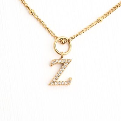 Collier Initiale Z avec Chaîne en Or