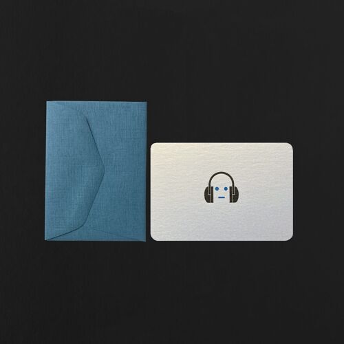 Mini carte CASQUE + mini enveloppe mer bleue