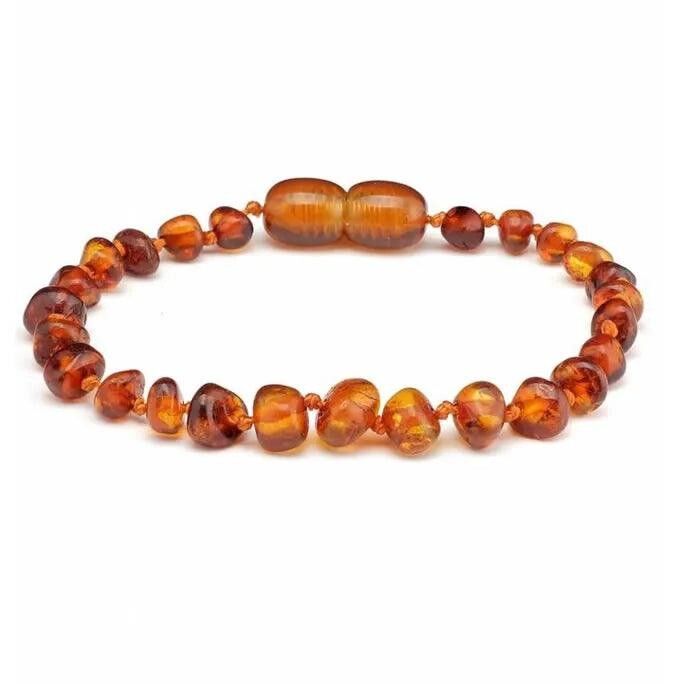 Neonato/Bambino – Bracciale in ambra – perle rotonde – 14 cm - Miele