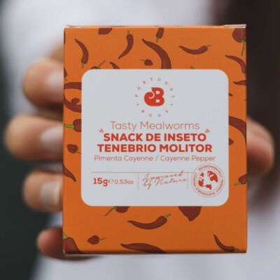 Snacks de insectos secos - Gusanos de la harina con pimienta de Cayena