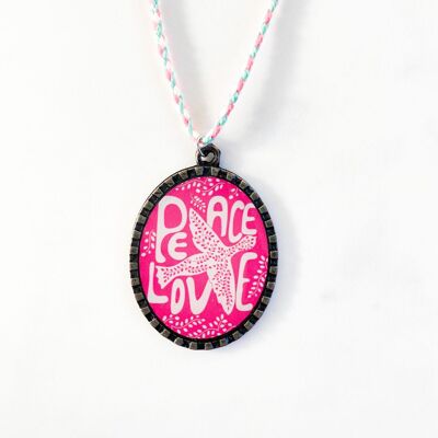 Les Belles Vagabondes Collar medallón Rosa Paz y Amor