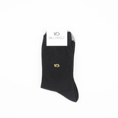 Piqué knit socks - Black and gray