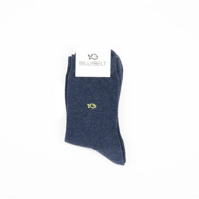 Piqué knit socks - Navy Blue