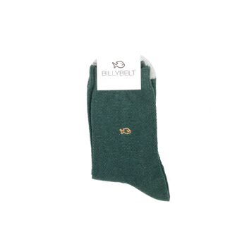 Chaussettes en maille piqué - Vert et gris 1