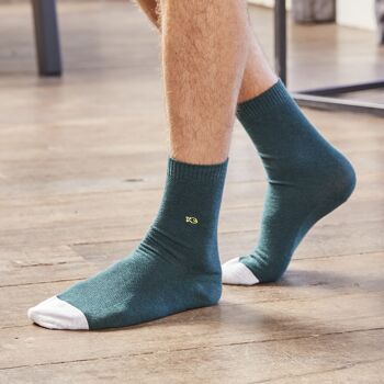 Chaussettes en maille piqué - Vert et gris 3