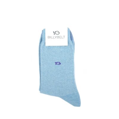 Piqué knit socks - Light blue and purple