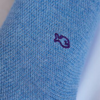 Chaussettes en maille piqué - Bleu clair et violet 4