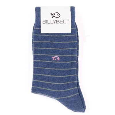 Khaki Blue Fine Striped Socks