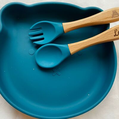 Set de repas + couvert en forme en forme d'Ours pour enfant personnalisé