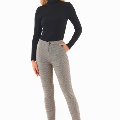 Pantaloni realizzati in misto cotone biologico con fantasia pied de poule