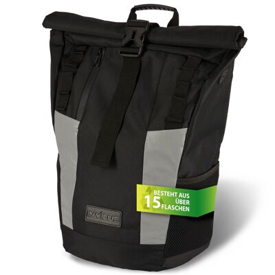 Rolltop backpack [20L to 25L] recycled and reflective [black]