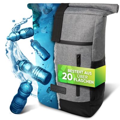 Rolltop backpack [18L to 22L] made of recycled plastic bottles [gray]