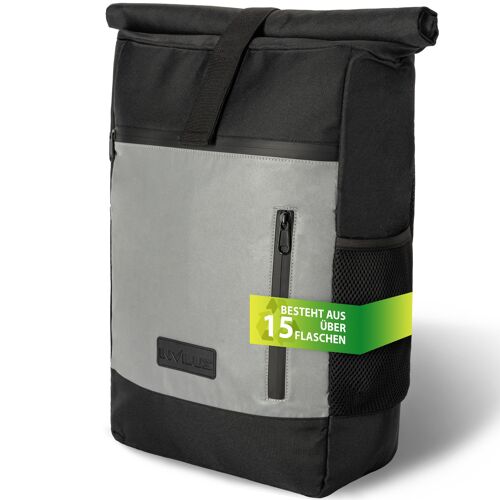 Rolltop Rucksack [18L bis 20L] recycelt und reflektierend [schwarz]