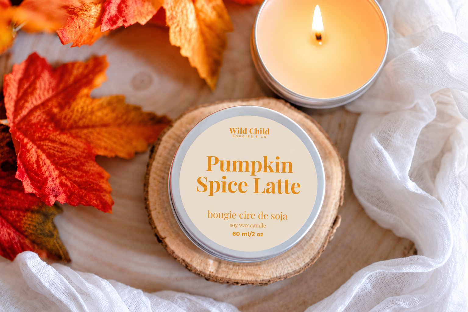 "Pumpkin Spice Latte" - Natural scented candle - 15h