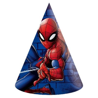 6 Chapeaux Carton Spiderman Fête